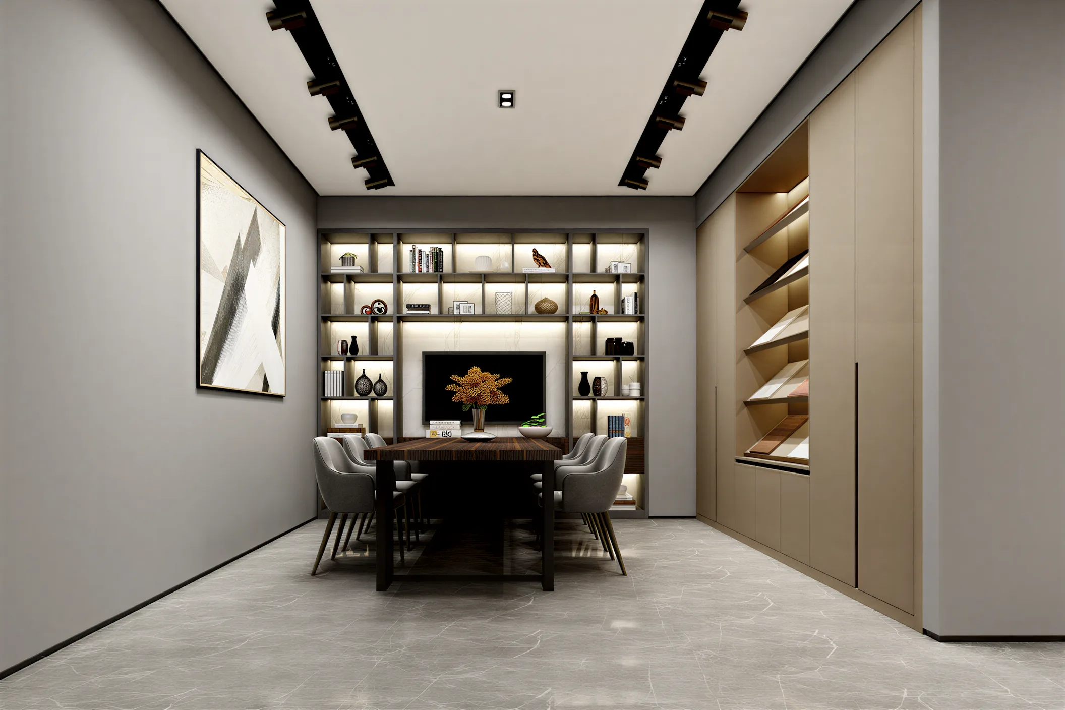 Custom cabinetry study showing coordinated materials and finishes