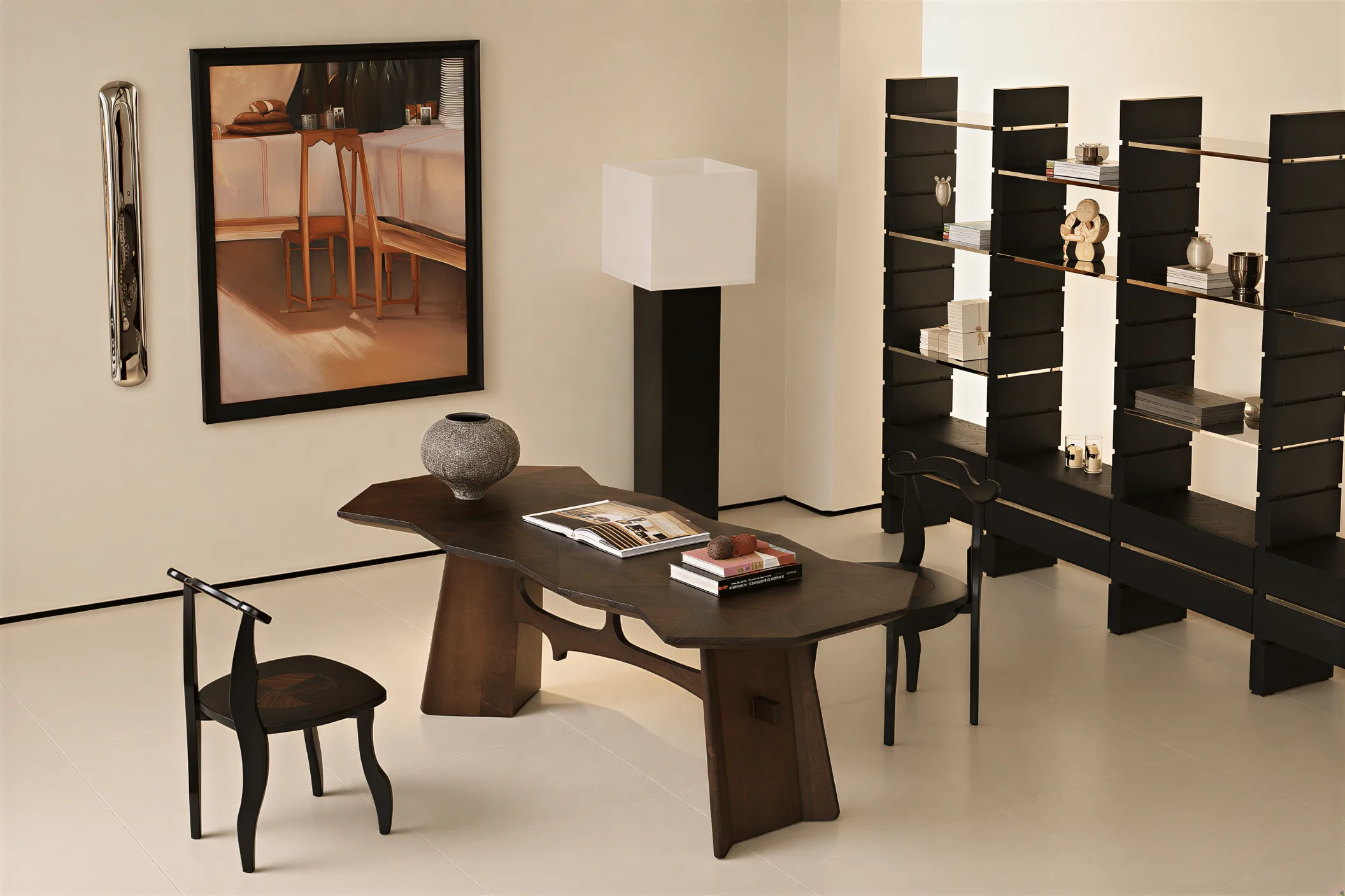 Interior design study showing space planning and circulation