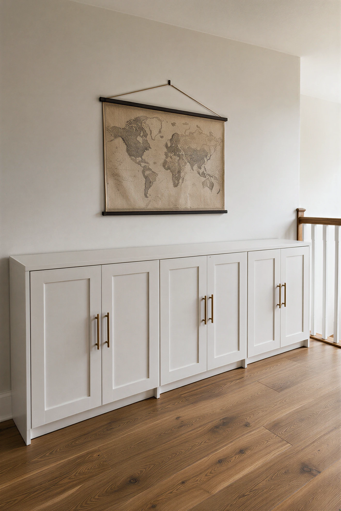 Integrated wall systems and custom cabinetry in a stone-lined penthouse