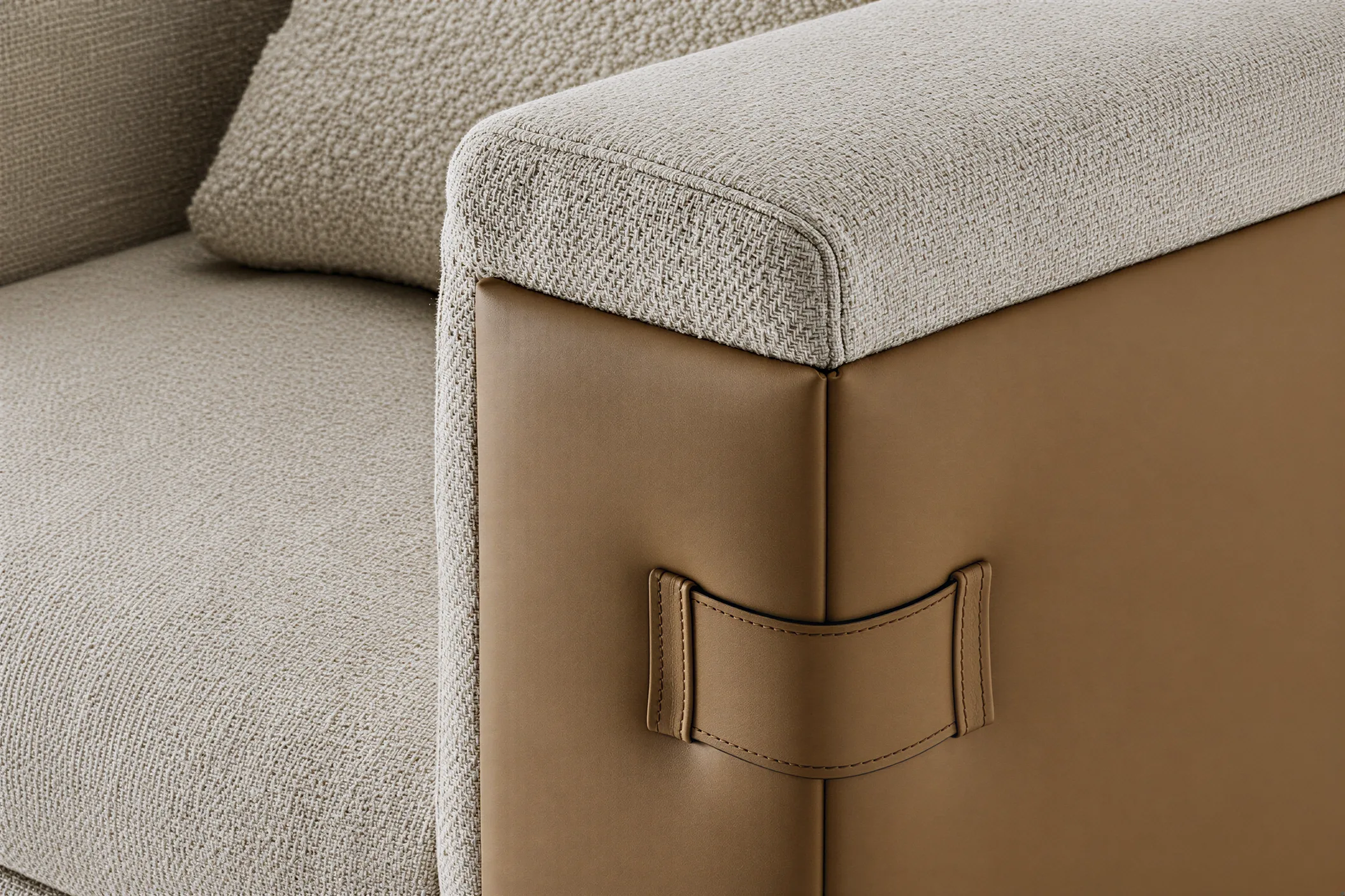 Leather and textile material study showing tactile upholstery samples