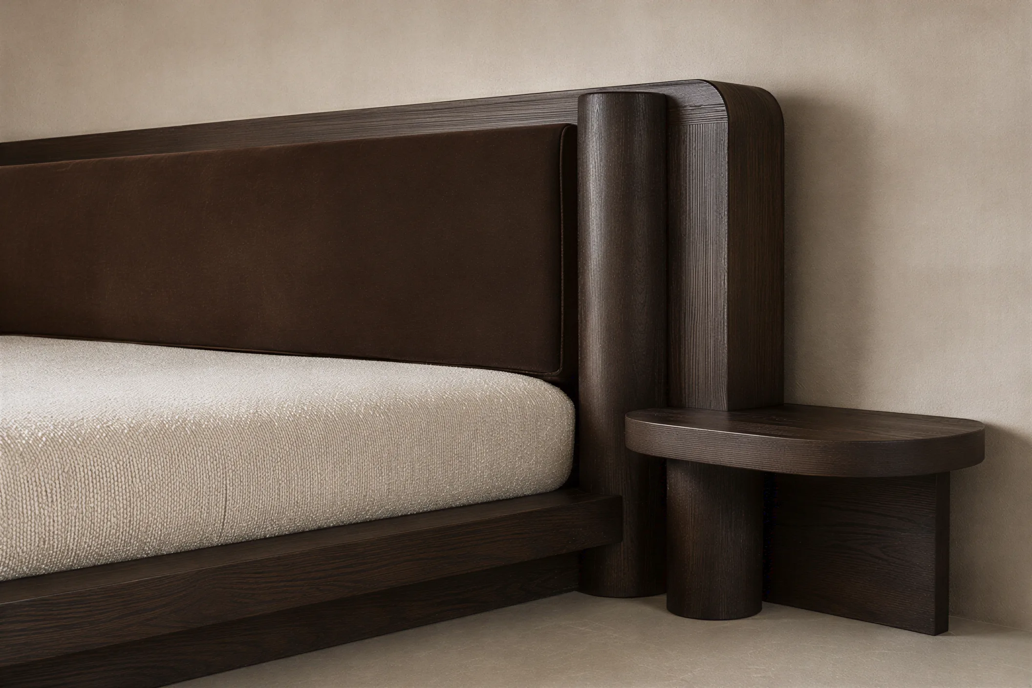 Wood and veneer study showing finish samples and edge details