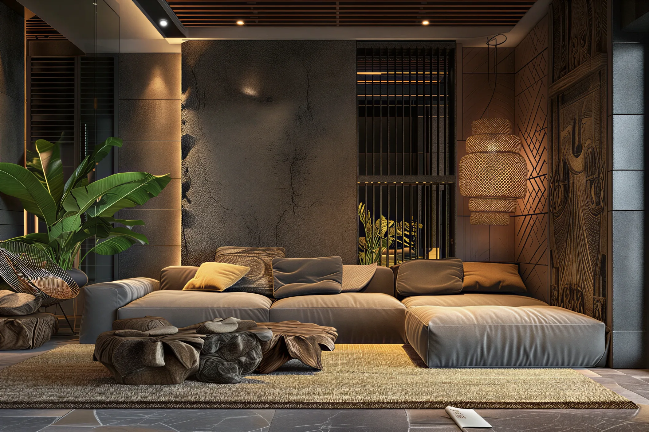 Commercial interior showing custom fixtures signage and lighting details